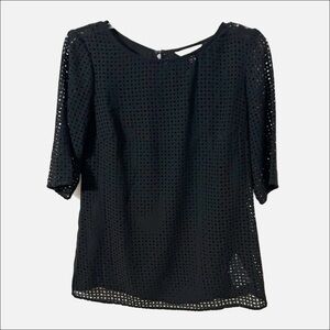 Banana Republic Scoop Neck Half Sleeve Laser Cut Fabric Blouse Camisole Lining